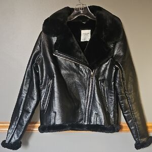Abercrombie & Fitch Black Leather Motorcycle Jacket